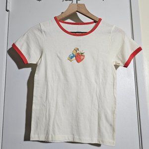 🏷️NWT Peter Rabbit Love Strawberry Ringer White Crop T-Shirt - S, M, L